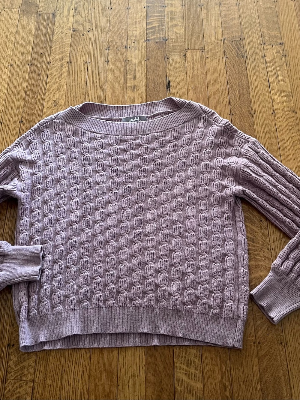 Marled Cable Knit Crewneck Sweater - Lavender